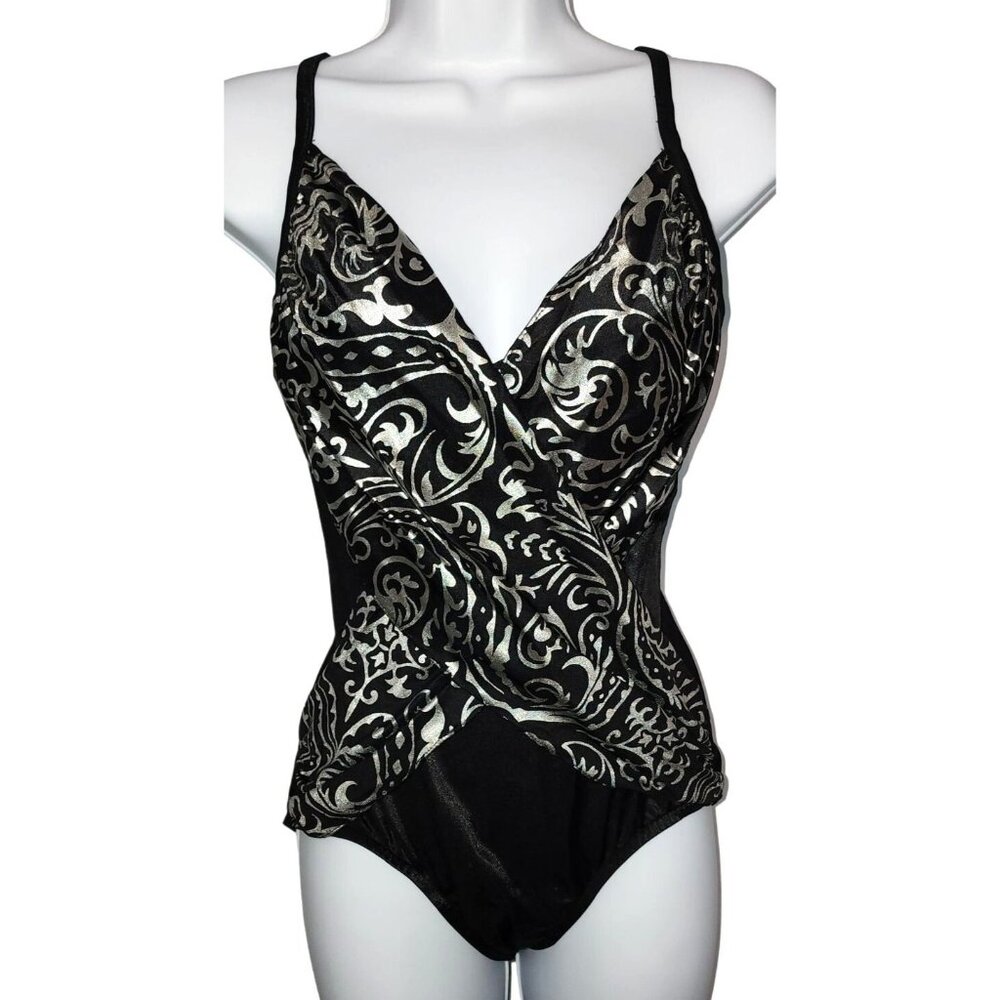Women's Vintage Sea Fashions of California USA Union Made Swimsuit Sexy 16 Silve